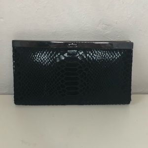 Aldo Black snake print clutch with small clasp